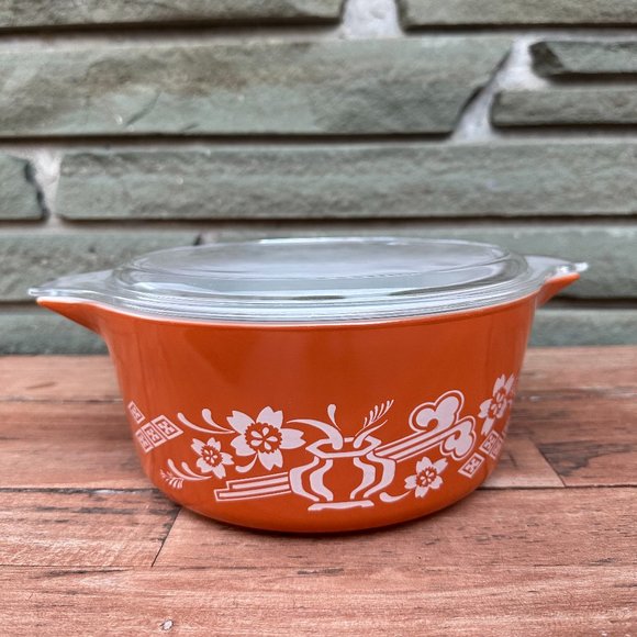 Vintage Pyrex Casserole Dish with Lid - Orange Dynasty 2.5 Liter 475-B - Picture 1 of 14